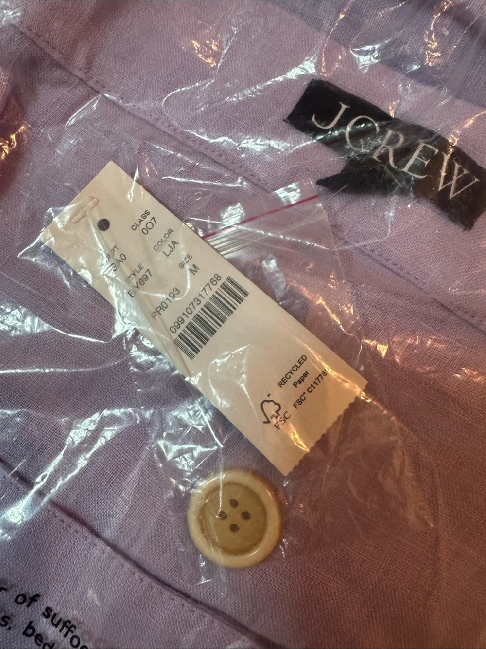 NWT J.Crew Linen Squareneck Button-Up Top Lavender Jade Medium BY697